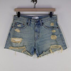 Abercrombie & Fitch The Boyfriend Short Size 27/4 Distressed Mid Rise Light Wash